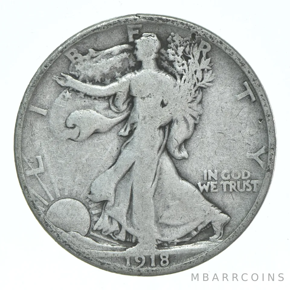 1918-S Walking Liberty Half Dollar CIRC 90% Silver