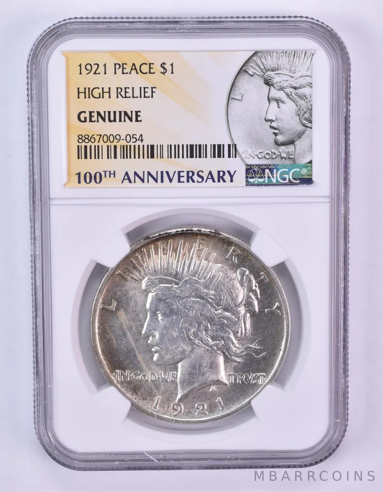 1921 Peace Silver Dollar High Relief Genuine NGC *1091