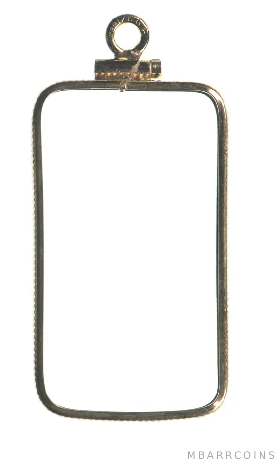 12K 30mm Gold Filled 1/2 Oz Gold Bar Bezel Pendant Frame Edge *1472