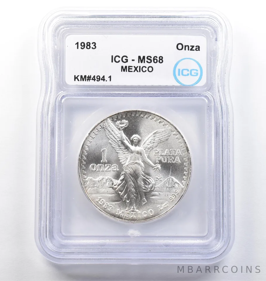 1983 Mo Mexico 1 Onza Silver Libertad KM#494.1 MS68 ICG *6636