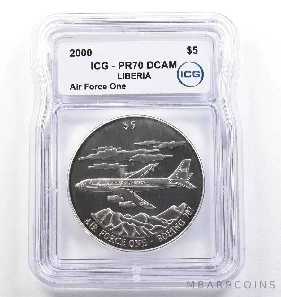 2000 Liberia $5 Commemorative Air Force One PR70 DCAM ICG *0730