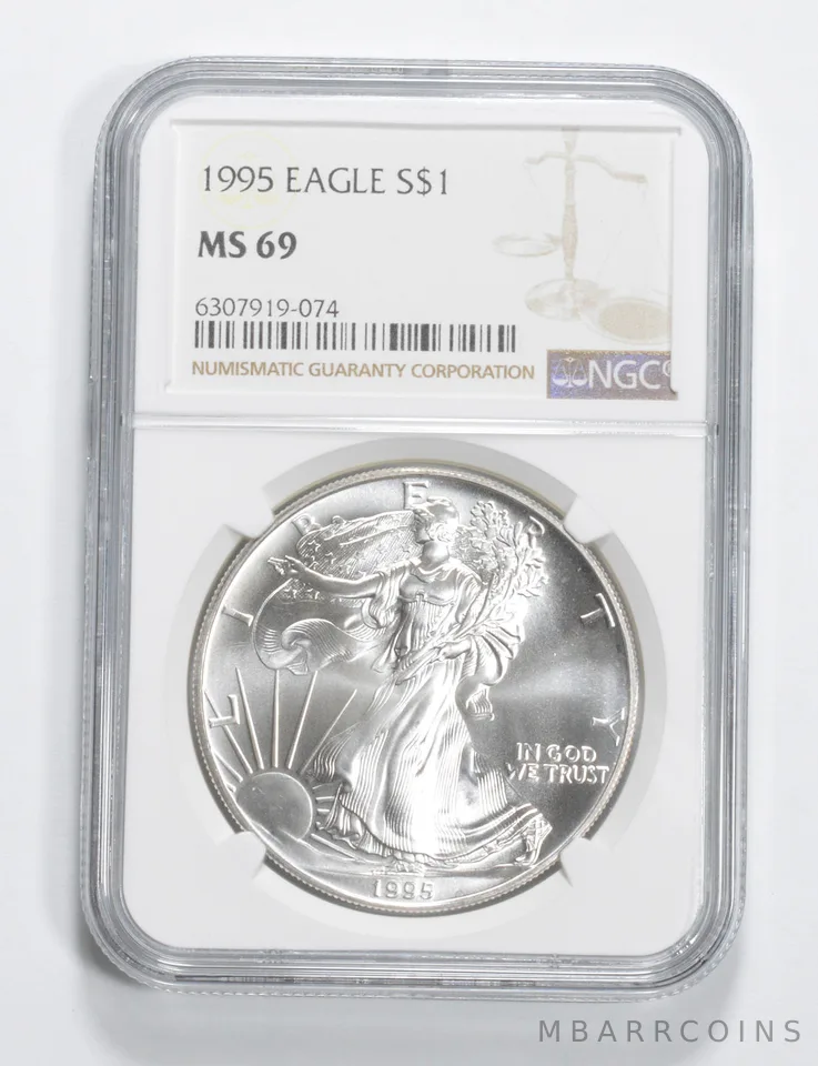 1995 American Silver Eagle MS69 NGC Brown Label