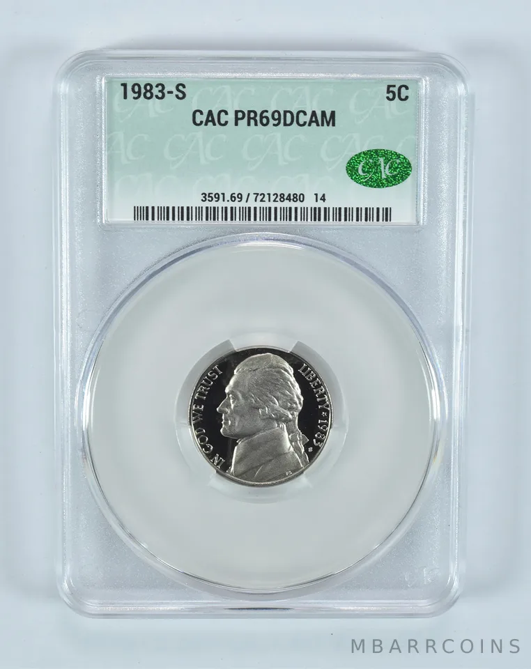 1983-S Jefferson Nickel PR69 DCAM CAC CACg