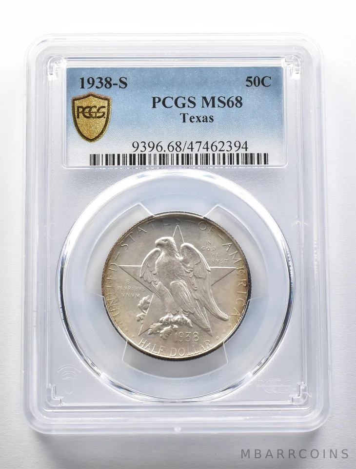 MS68 1938-S Texas Independence Commemorative Half Dollar PCGS *5709