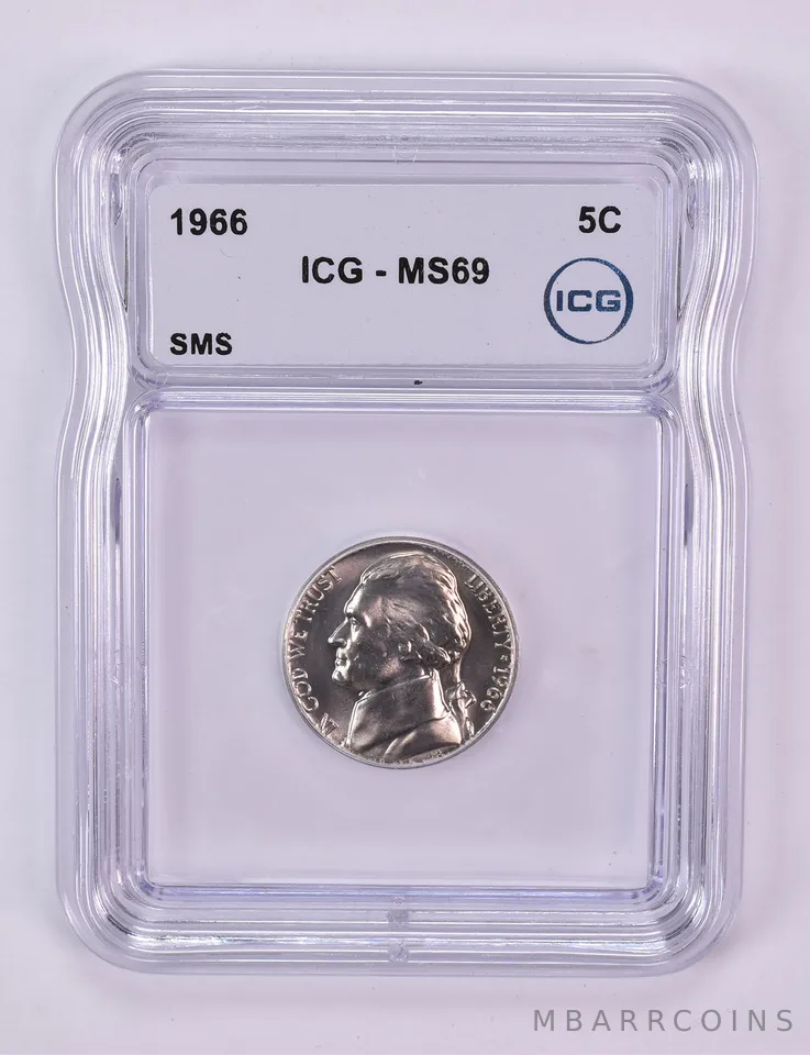 1966 Jefferson Nickel SMS MS69 ICG