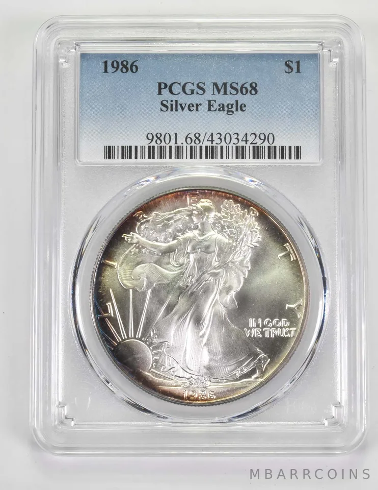 MS68 1986 American Silver Eagle - Graded PCGS a9709