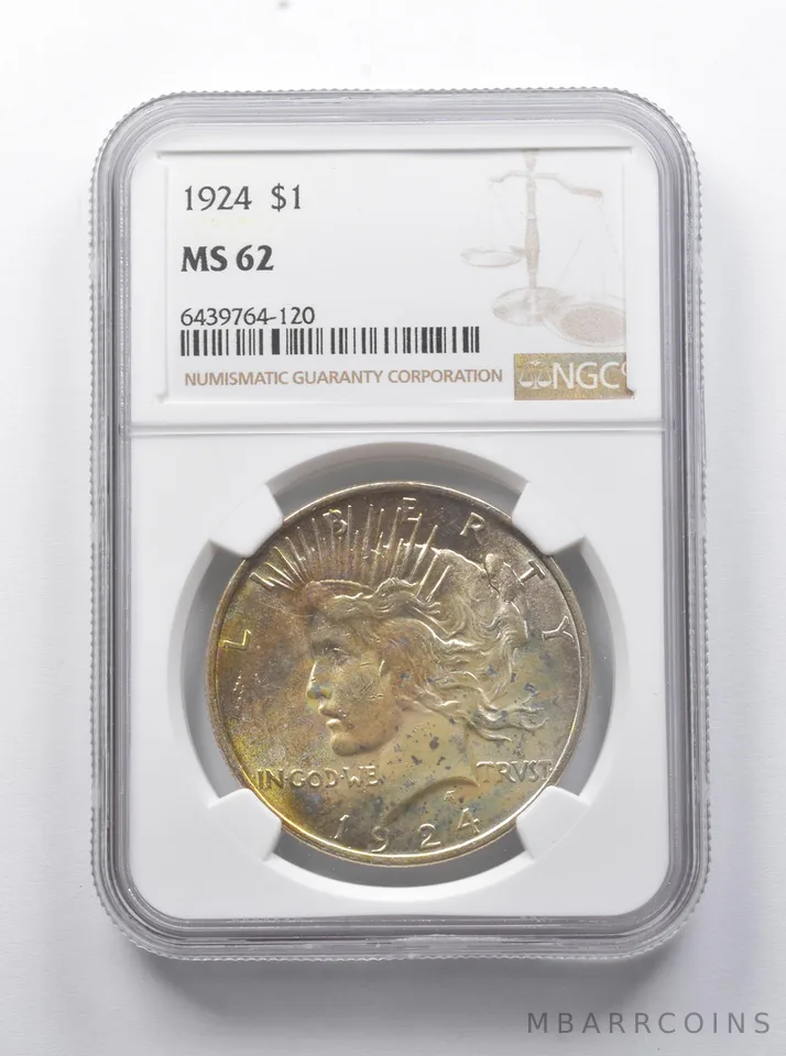 MS62 1924 Peace Silver Dollar NGC *7881