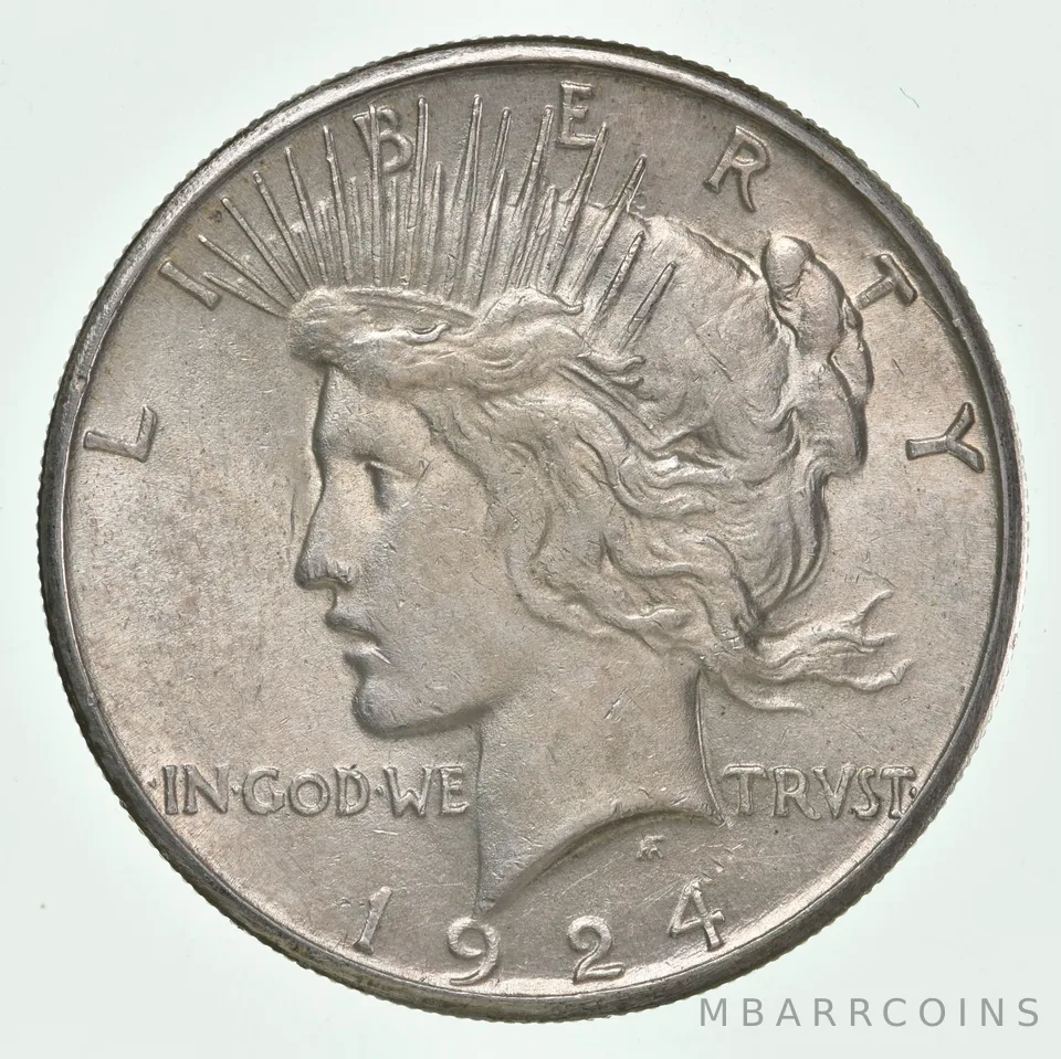 (1) BU 1924-S Peace Silver Dollar $1 Unc MS 90% - San Francisco Mint