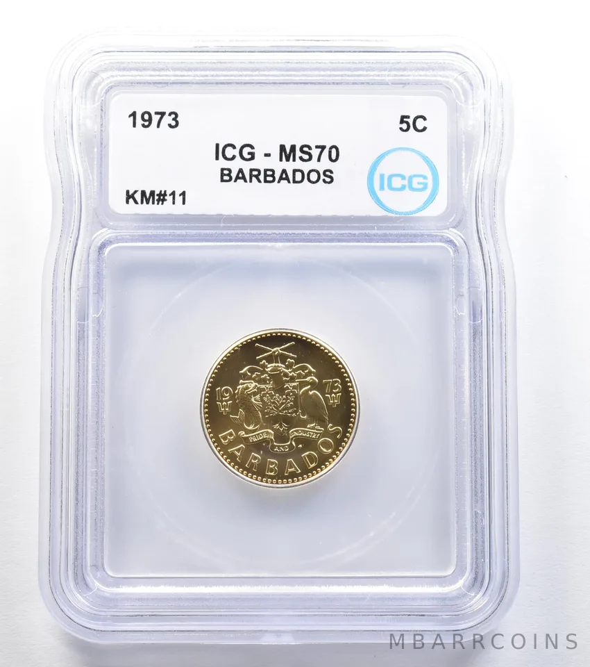 1973 Barbados 5 Cents KM#11 MS70 ICG *8009