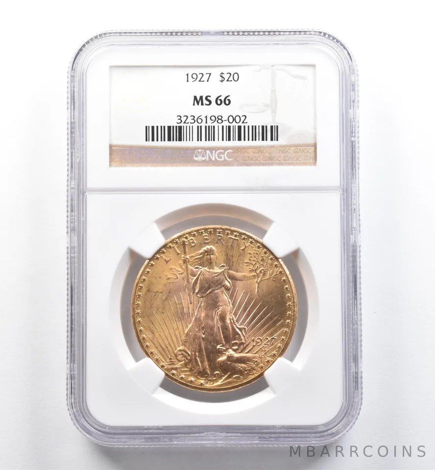 1927 $20 Saint Gaudens Gold Double Eagle MS66 NGC *6518
