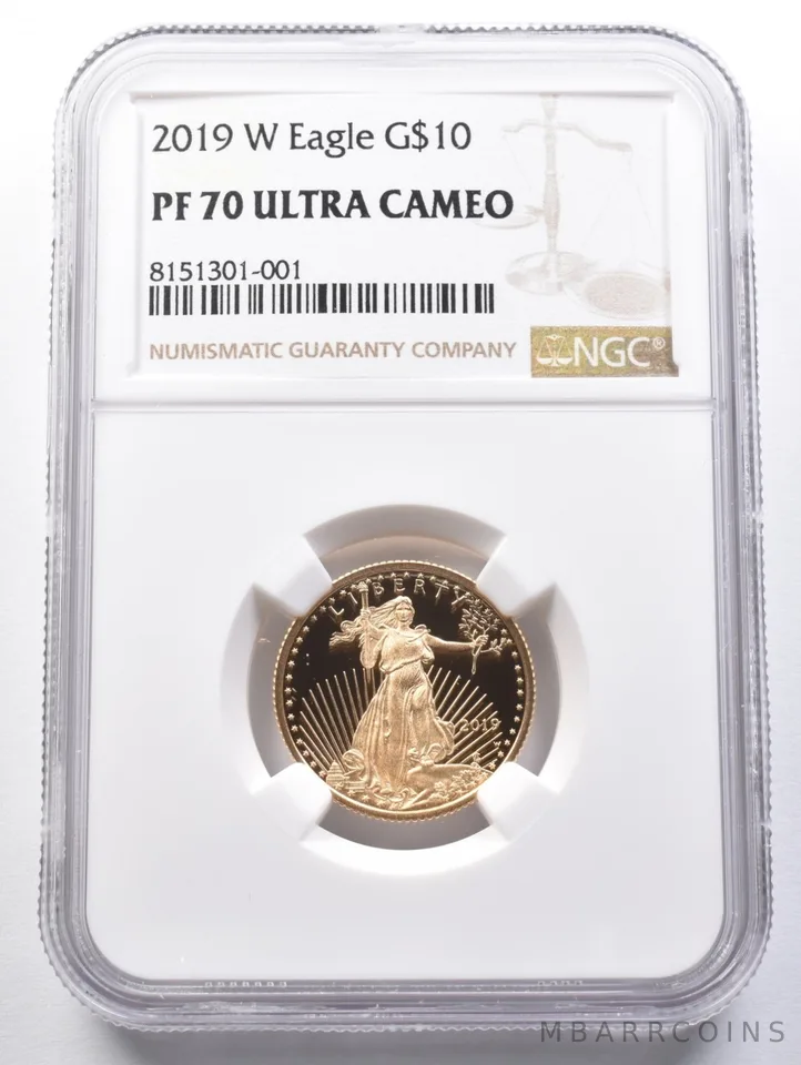 2019-W $10 American Gold Eagle 1/4 Oz Gold PF70 UCAM NGC