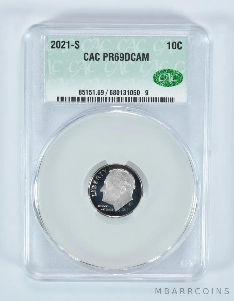 2021-S Roosevelt Dime PR69 DCAM CAC CACg