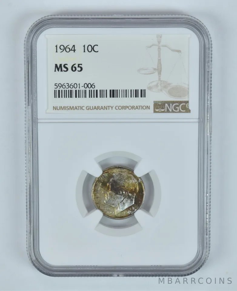 MS65 1964 Roosevelt Dime - Graded NGC Toned! *9036