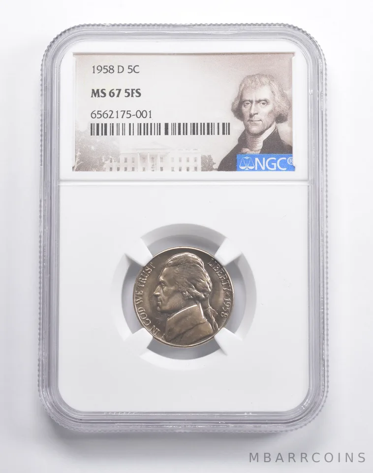 MS67 5FS 1958-D Jefferson Nickel NGC a2557