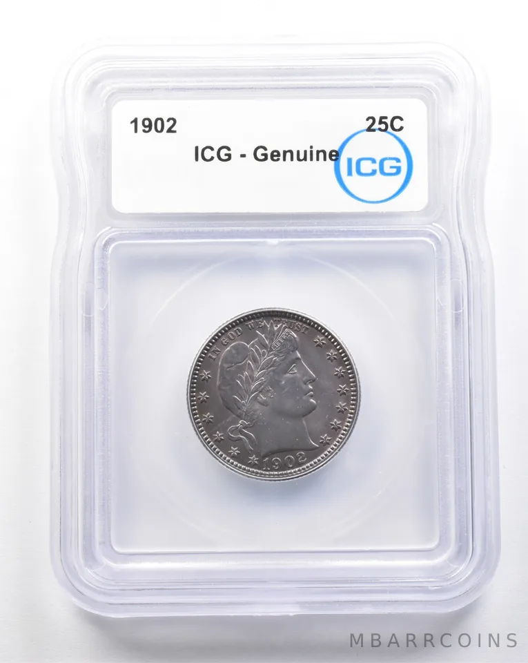 1902 Barber Quarter Genuine ICG *7391