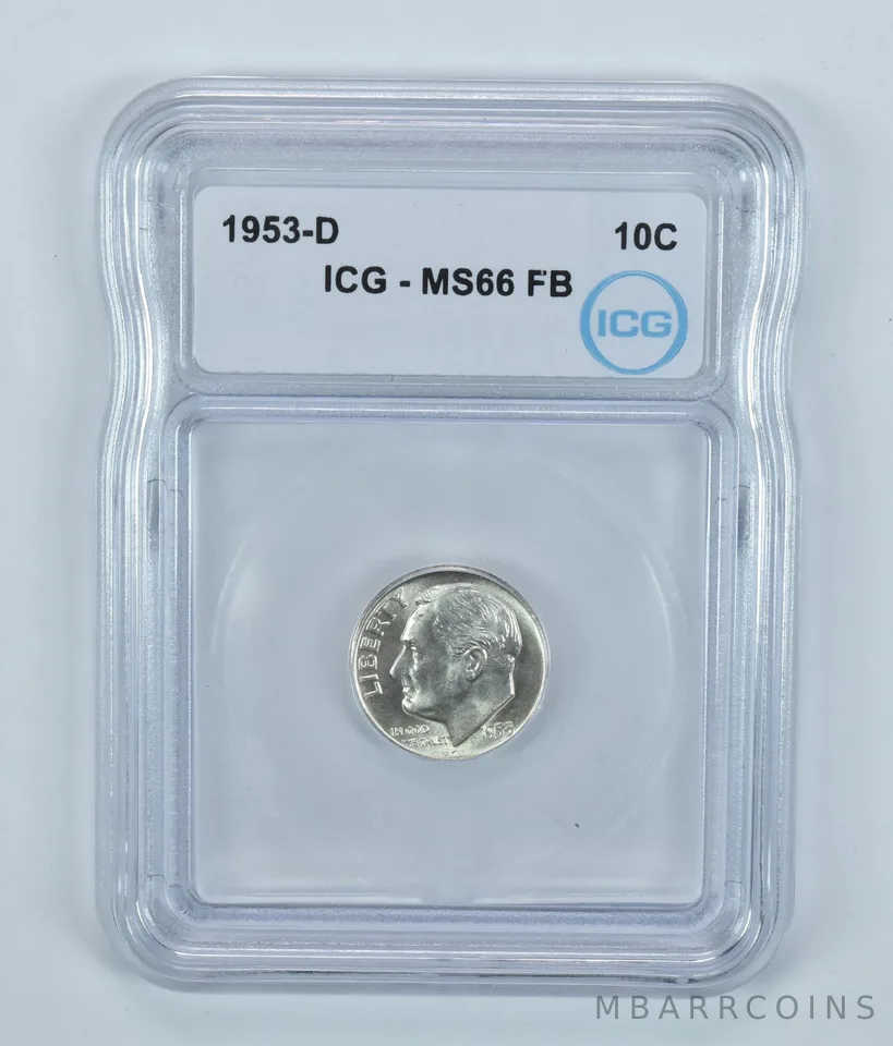 1953-D Roosevelt Dime MS66 FB ICG