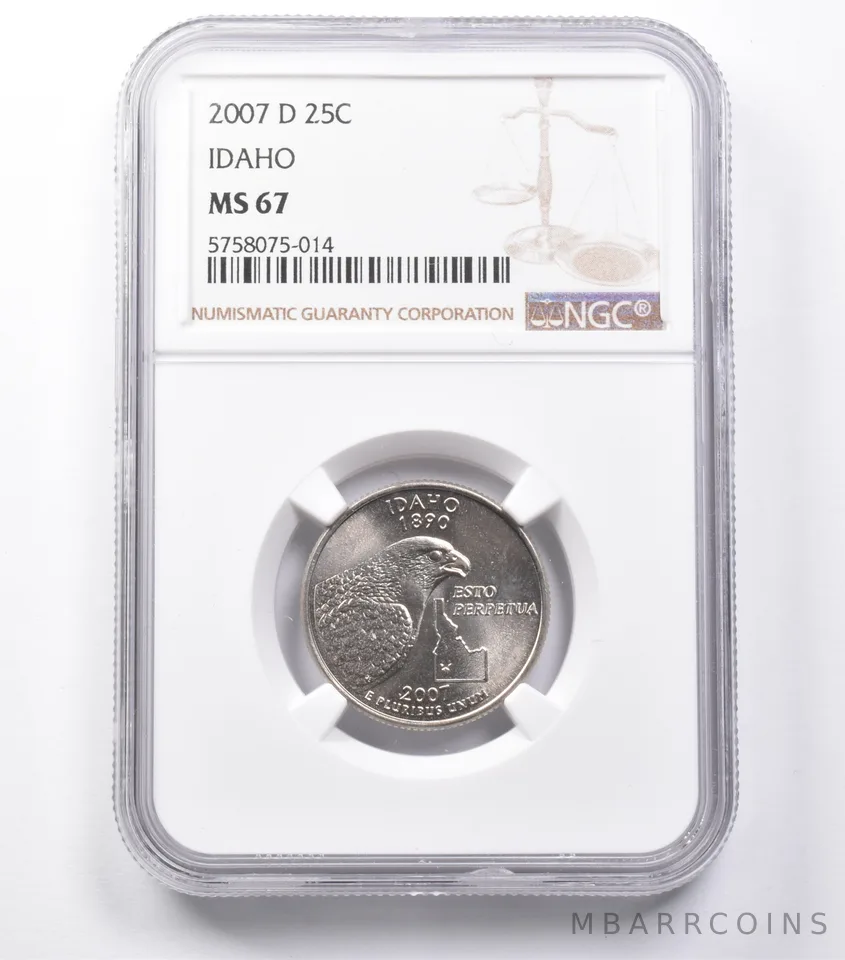 MS67 2007-D Washington State Quarter Idaho NGC *5400