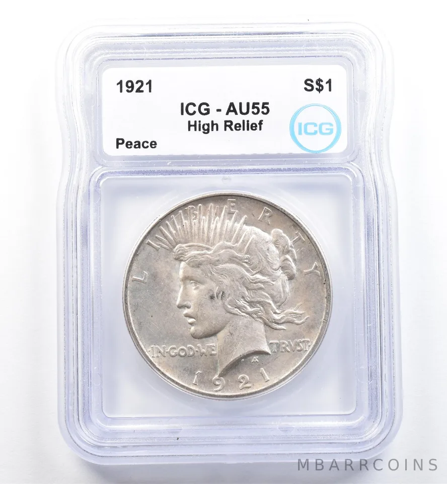 1921 Peace Silver Dollar High Relief AU55 ICG *9868