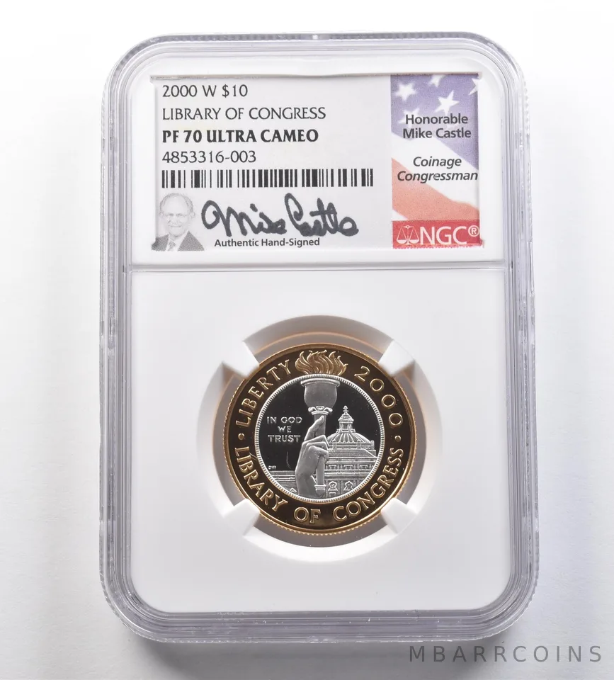 2000-W $10 Library of Congress Bimetallic Commemorative PF70 NGC Castle *2566