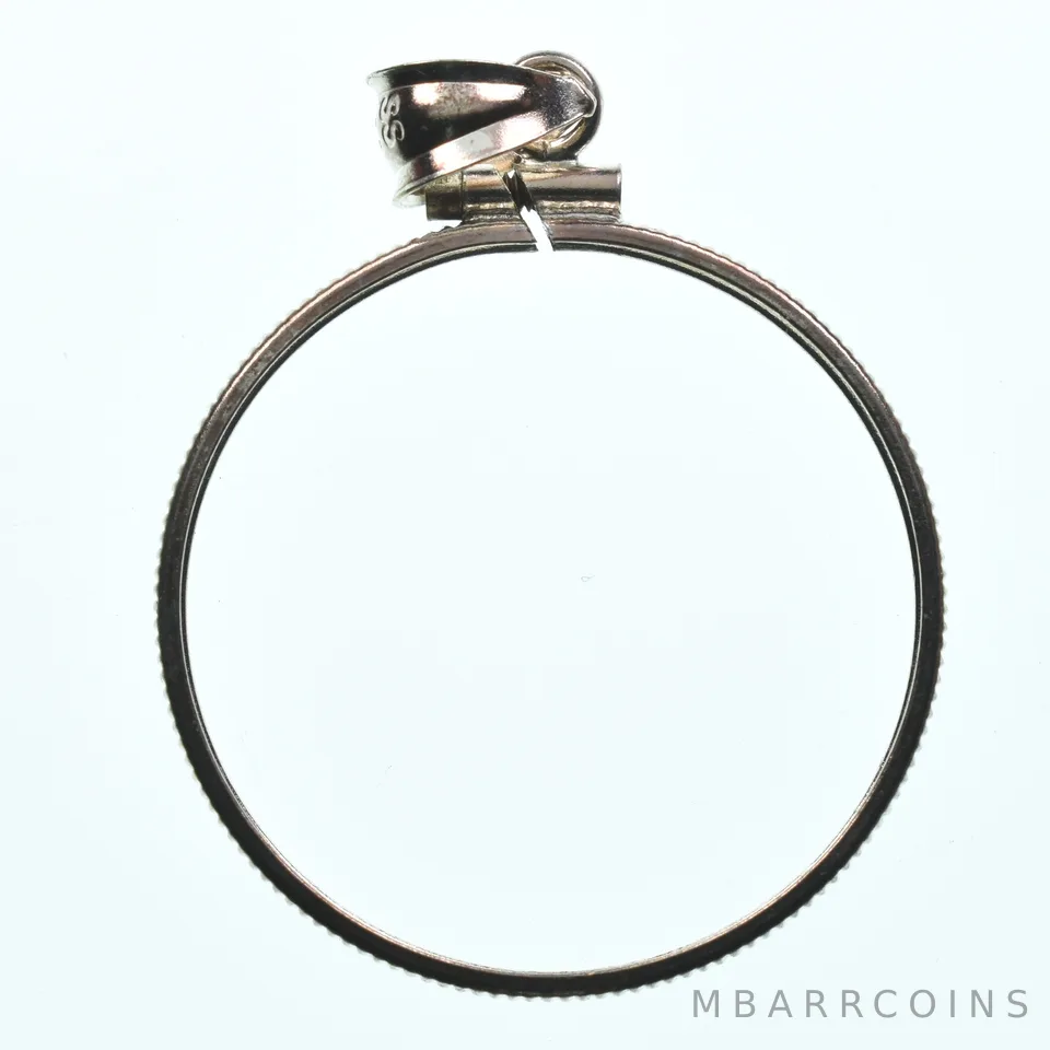 Sterling Silver 26 MM 500 Lire Italian Coin Bezel Pendant Frame Edge *2330