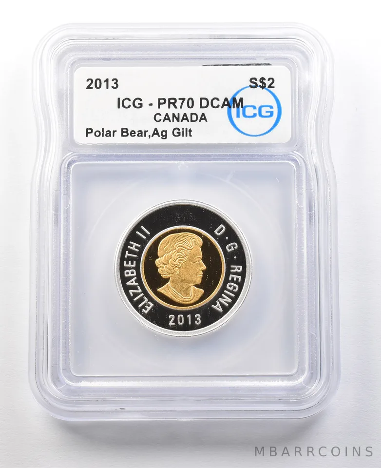 2013 Canada 2 Dollars Silver Gilt Polar Bear PR70 DCAM ICG *8778