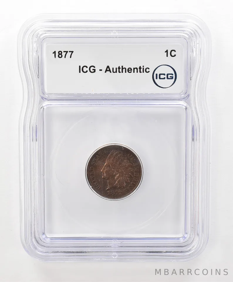 1877 Indian Head Cent Authentic ICG Beautiful Tone *6662