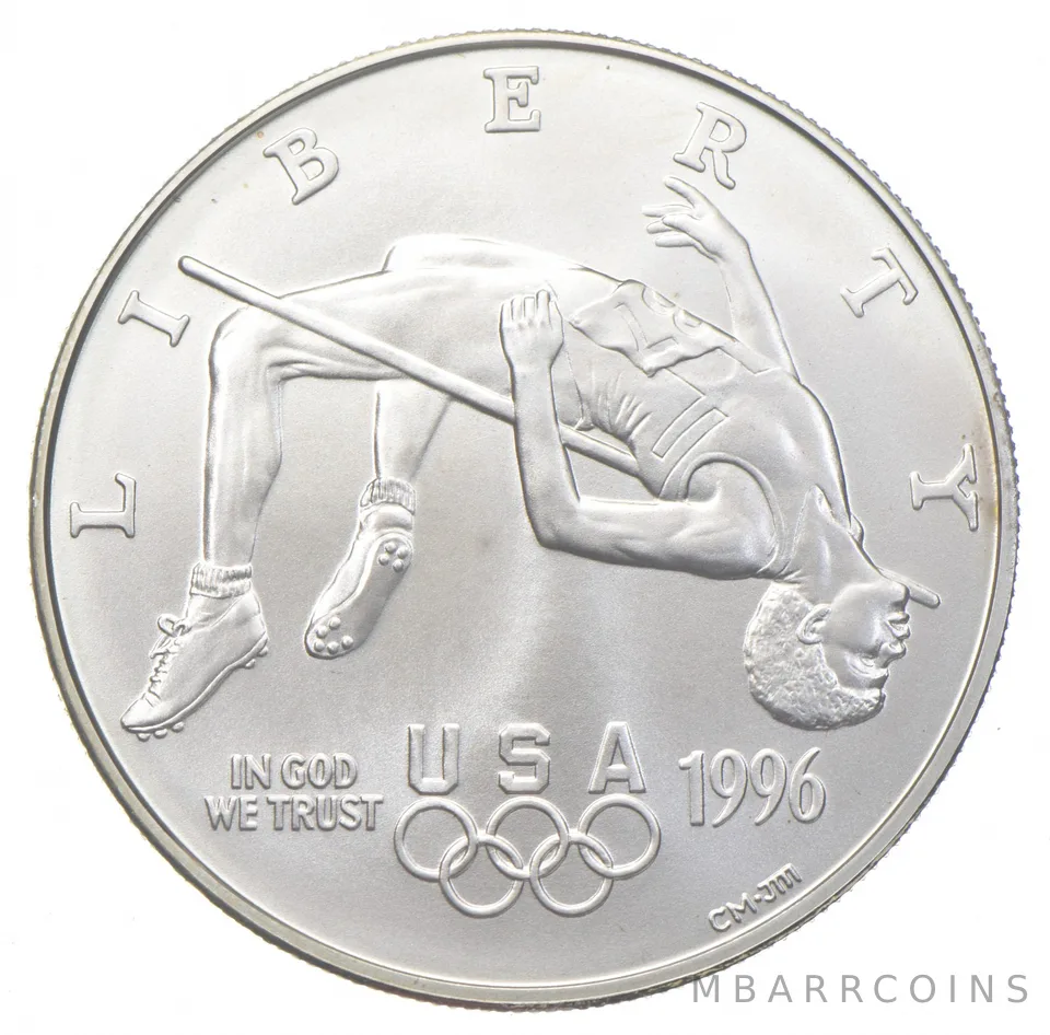 1996-D Unc Olympics High Jump Commemorative Silver Dollar $1