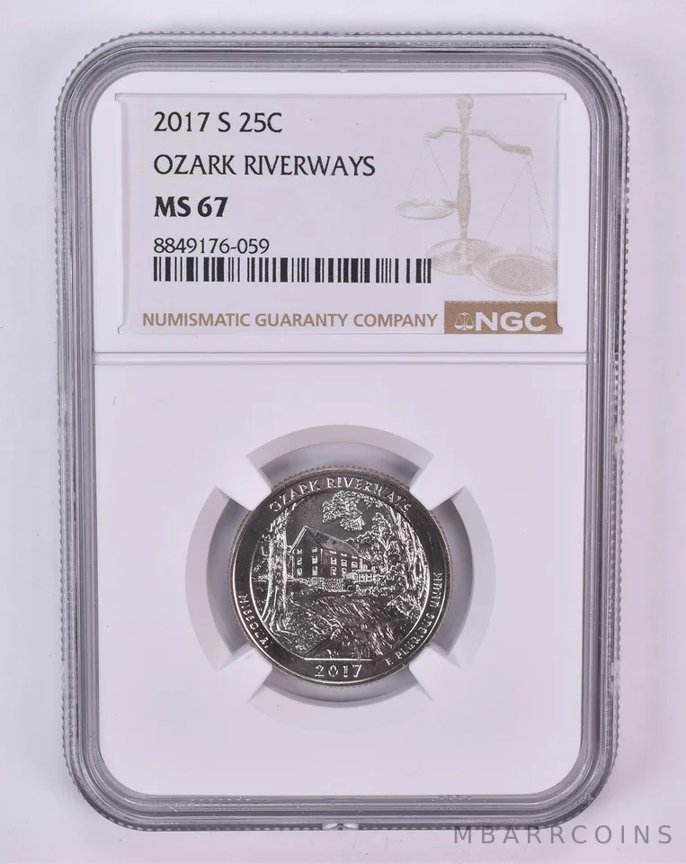 2017-S Washington Quarter Ozark Riverways ATB MS67 NGC Brown Label