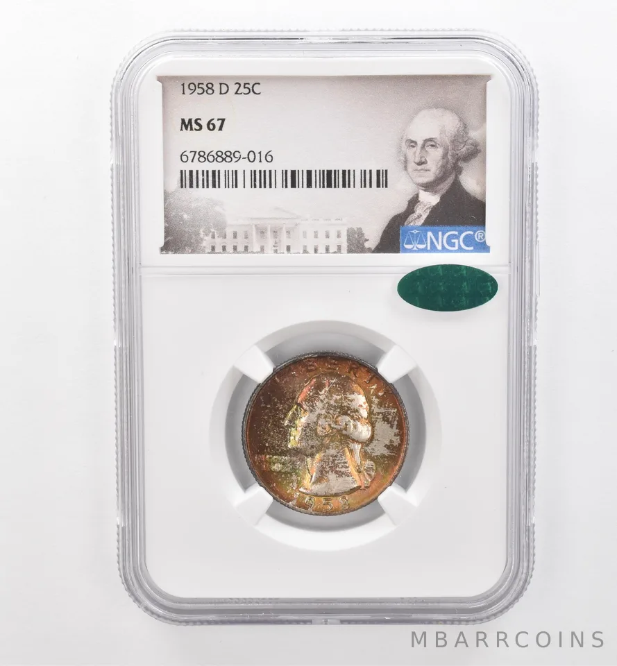 1958-D Washington Quarter MS67 NGC CAC Beautiful Tone *1840