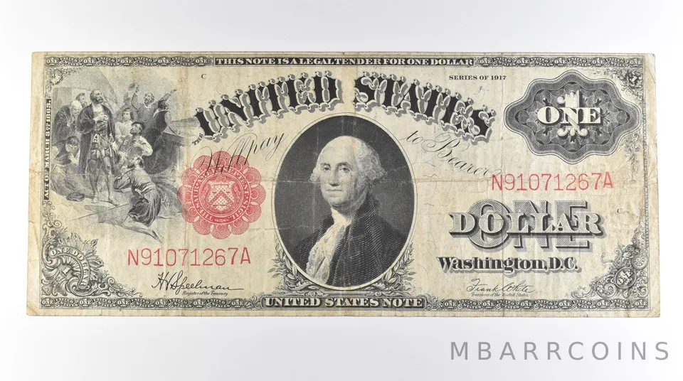 1917 $1 Legal Tender Large Note Red Seal Mule FR#39 *0601