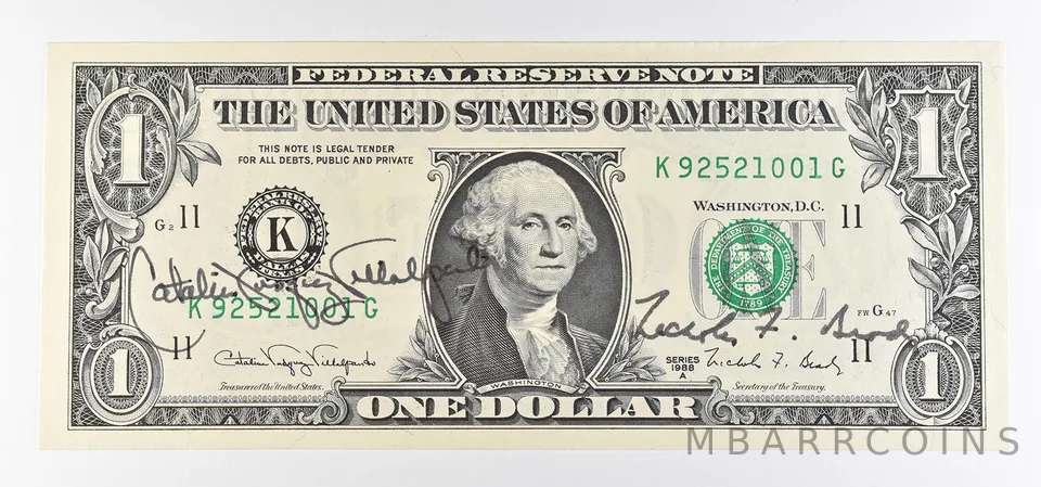 1988 A $1 Dallas TX FRN Green Seal Courtesy Signature *0924
