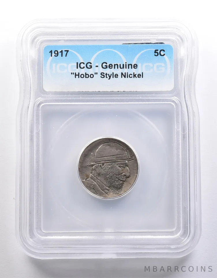 1917 Indian Head Buffalo Nickel "Hobo" Style Genuine ICG a6579