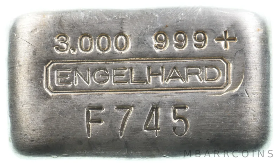 3 Oz Silver Bar Engelhard Low Serial Number *4202