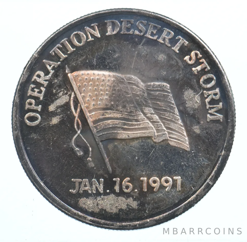 VINTAGE Art Bar/Round 1991 Operation Desert Storm 1 Oz. .999 Silver 1 T Oz *881