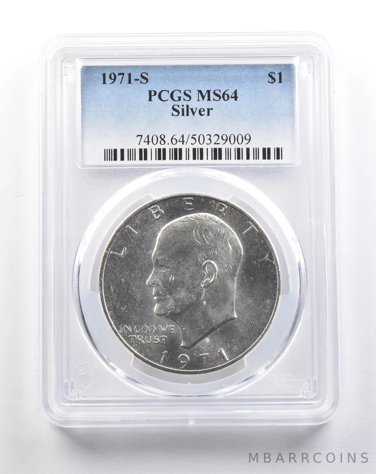 1971-S Eisenhower Dollar Silver Peg Leg MS64 PCGS *5310