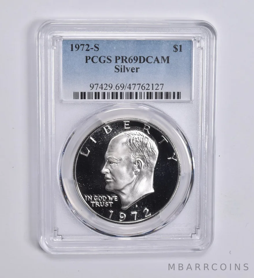 1972-S Eisenhower $1 Silver PR69 DCAM PCGS Blue Label