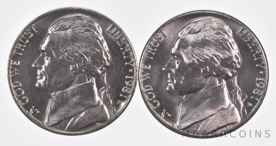 (Set) 1981 P+D Jefferson Nickel Unc Bundle