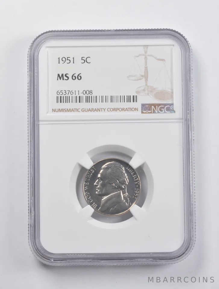 MS66 1951 Jefferson Nickel NGC a3008