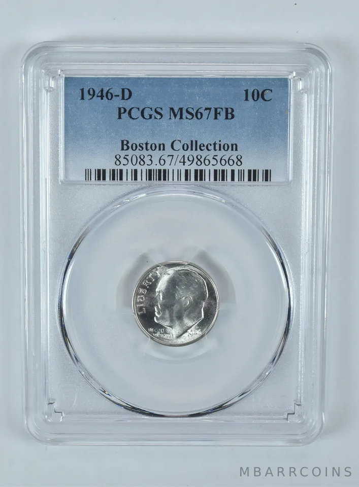 1946-D Roosevelt Dime Boston Collection MS67 FB PCGS