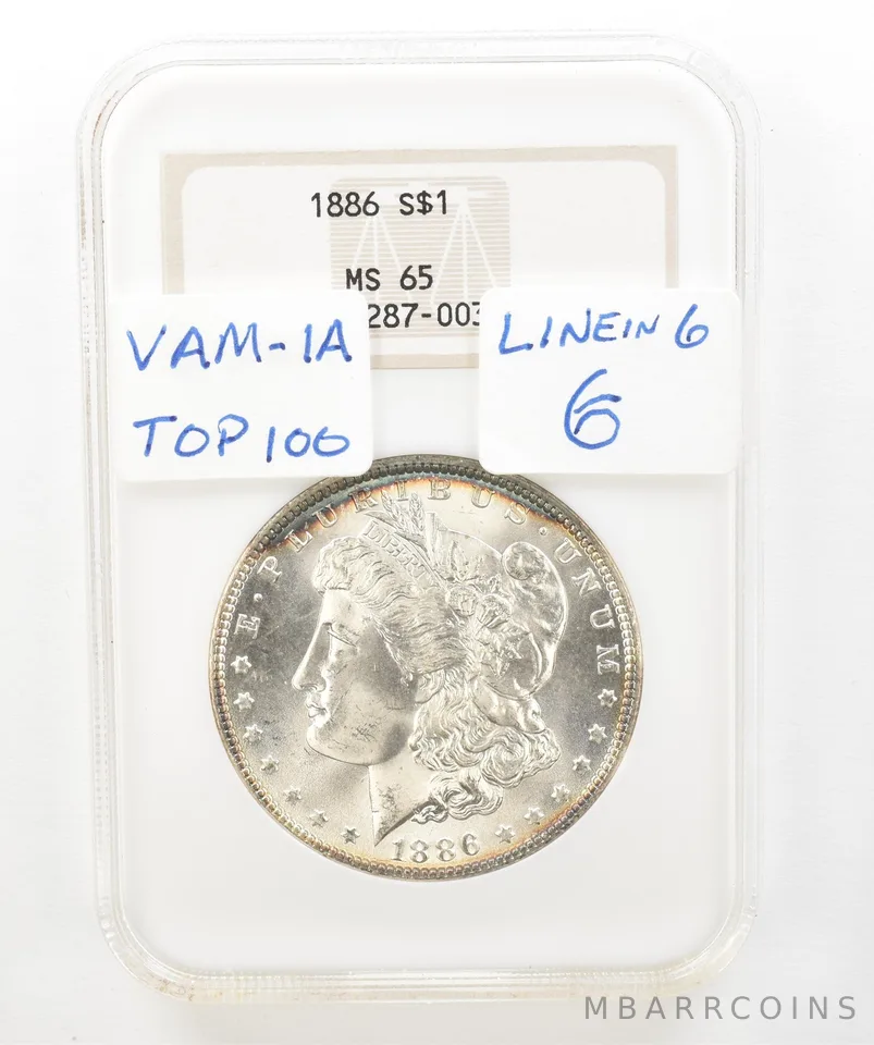 1886 Morgan Silver Dollar MS65 NGC Peripheral Tone *5185