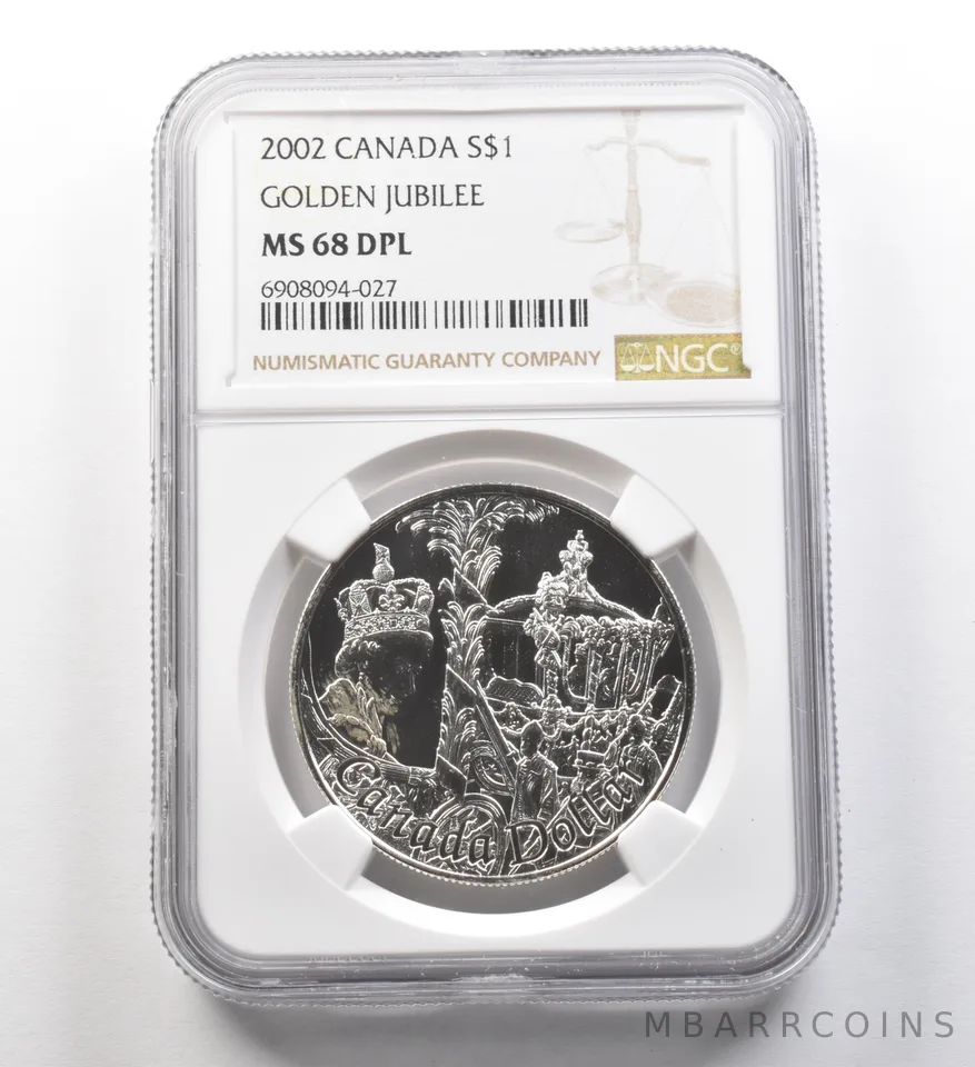 2002 Canada Silver Dollar Golden Jubilee MS68 DPL NGC a8276