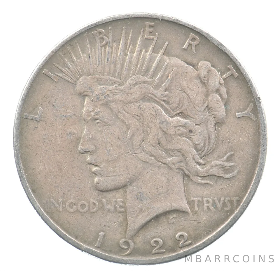 1922 Peace Silver Dollar Mr Strait Chop Mark *6697