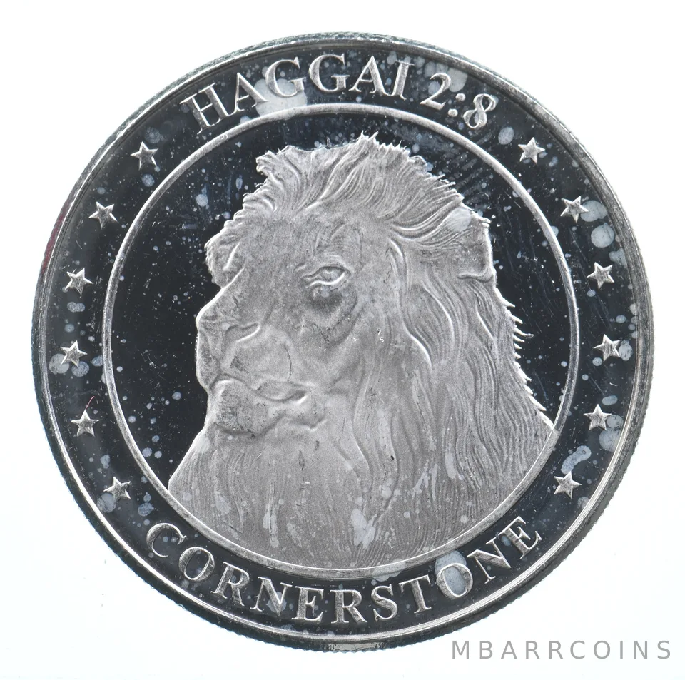 VINTAGE Art Bar/Round Cornerstone Mint Lion 1 Oz. .999 Silver One T Ounce *821