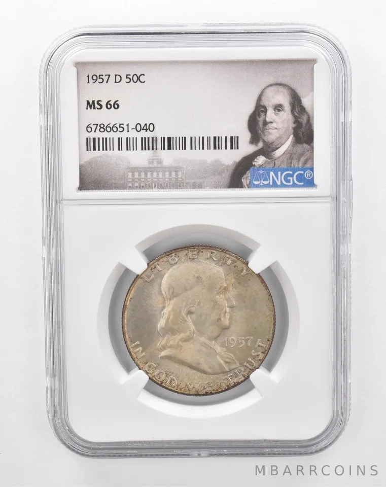 1957-D Franklin Half Dollar MS66 NGC Beautiful Tone *2843