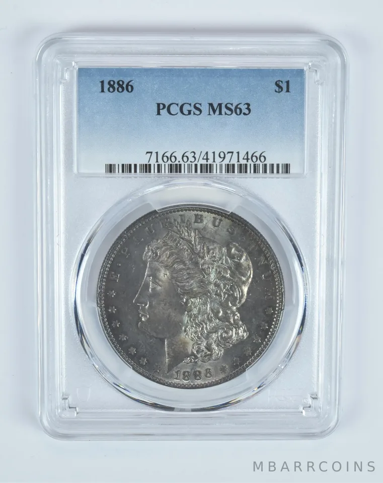 MS63 1886 Morgan Silver Dollar PCGS Blue Berry TONE *1133