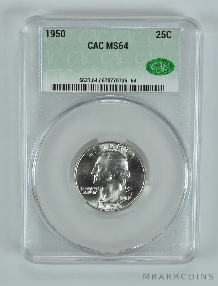 1950 Washington Quarter MS64 CAC CACg