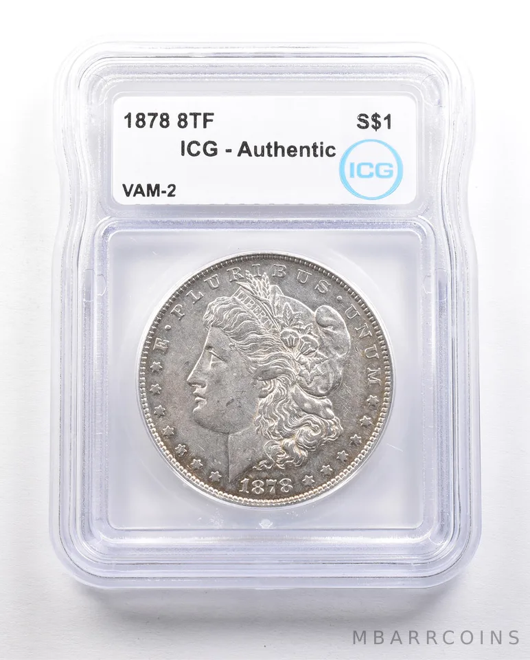 1878 8TF Morgan Silver Dollar VAM-2 Authentic ICG *5848
