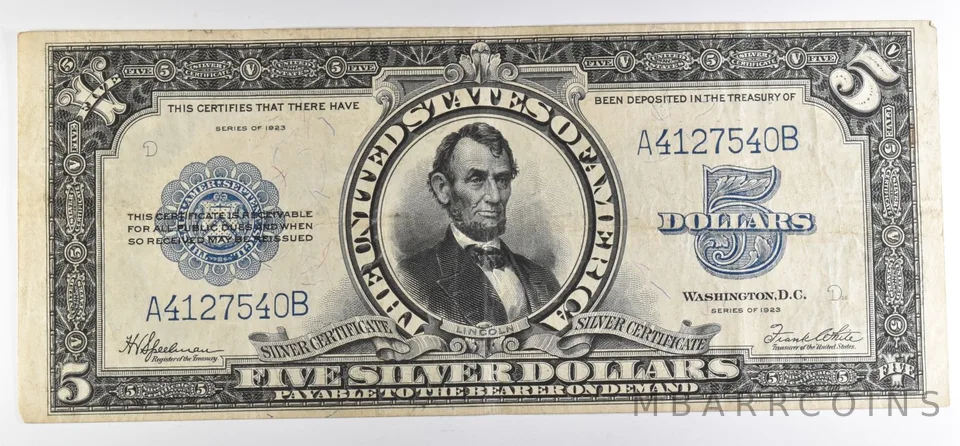 1923 $5 Silver Certificate Large Note Blue Seal *3392