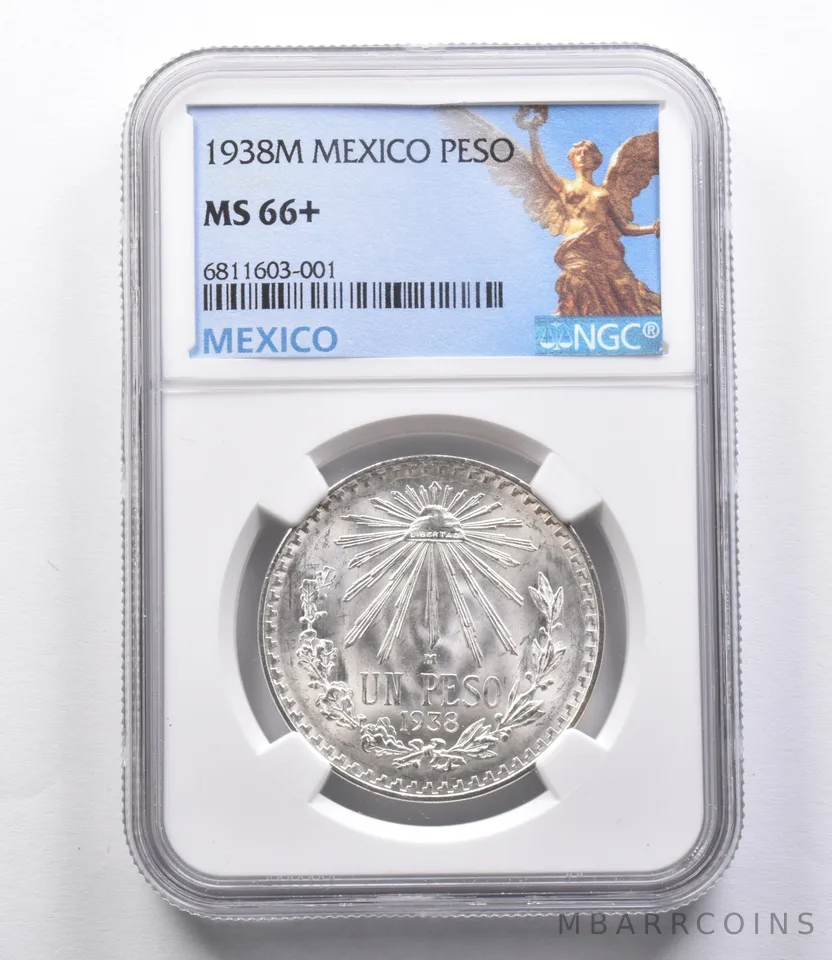 MS66+ 1938 M Mexico Peso NGC *2990
