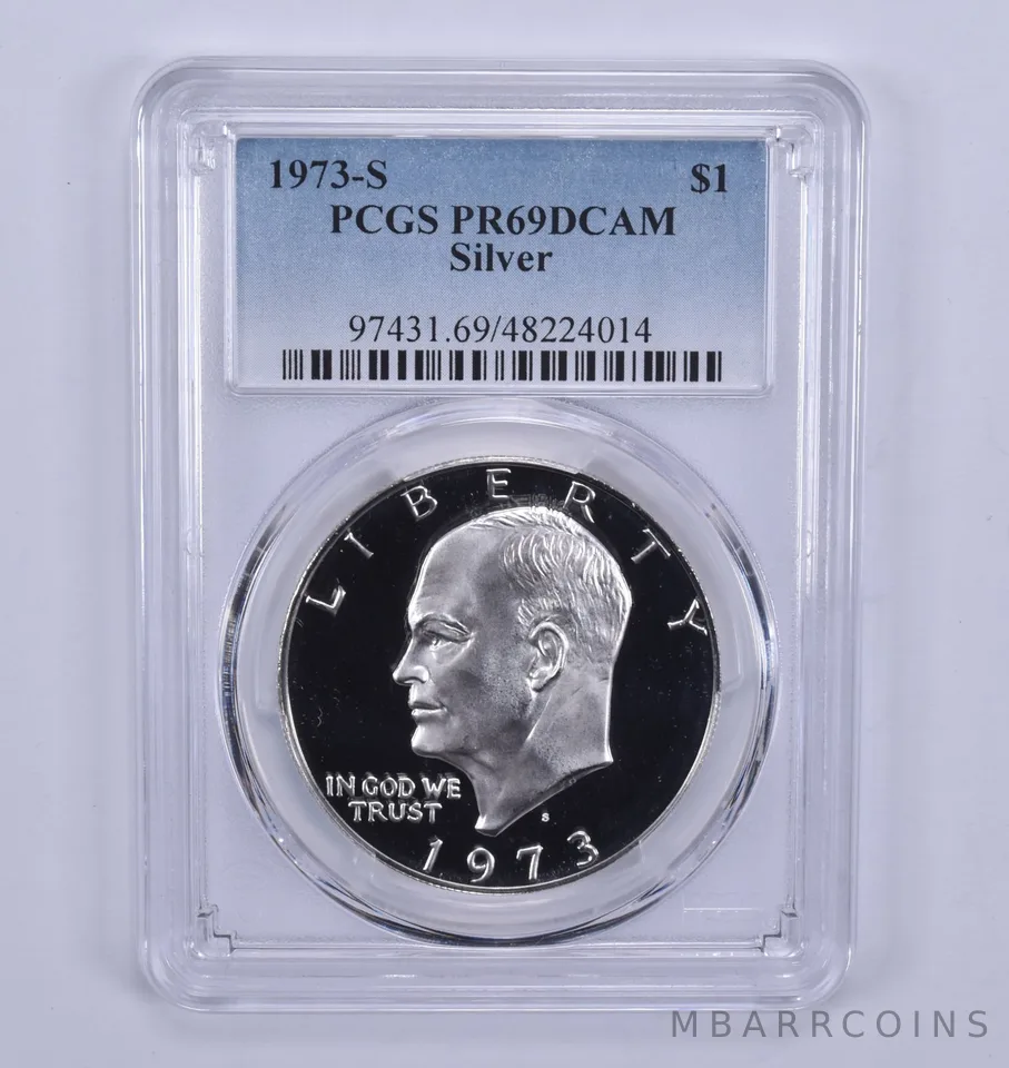 1973-S Eisenhower $1 Silver PR69 DCAM PCGS Blue Label